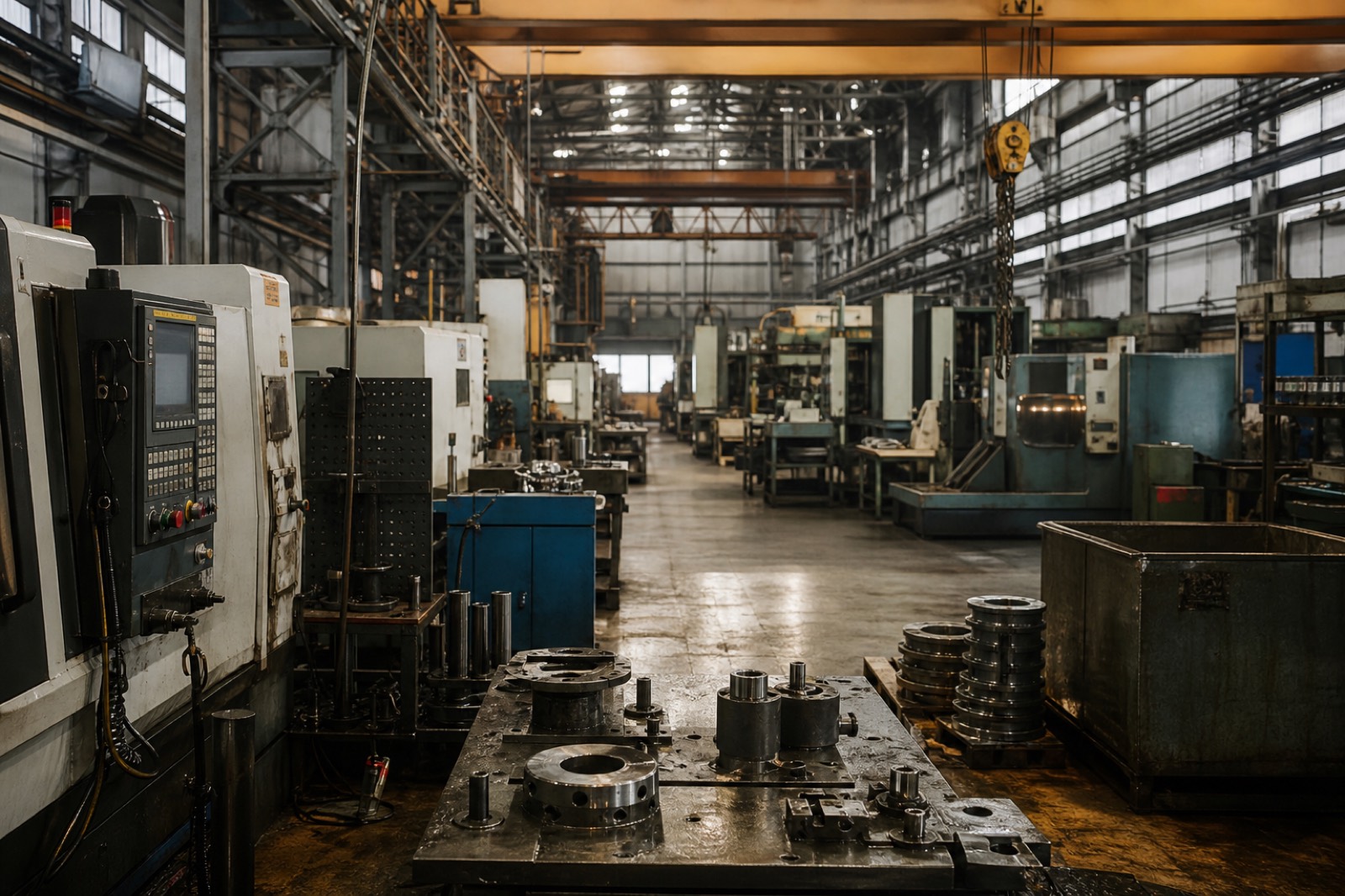 CNC machines on an industrial manufacturing floor